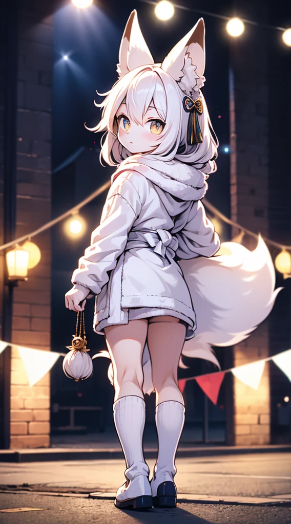 High and cold,Three No,No Expression,cold,cold,,Lolitle gair,White hair,Fox ears,White hair all over the body,Anthropomorphic fox girl,White fox girl,白色丝绸Knee socks,Knee socks,Garter stockings,Short robe,Back of robe,Back of robe,Mage Robe,Lace decoration,Lace decoration的袍子和Knee socks,蕾丝Knee socks,白丝Knee socks