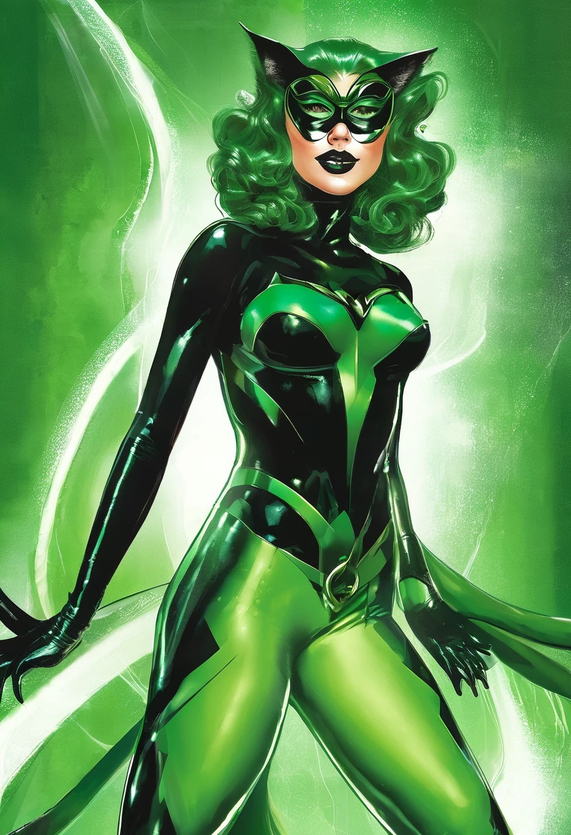 A green cat woman