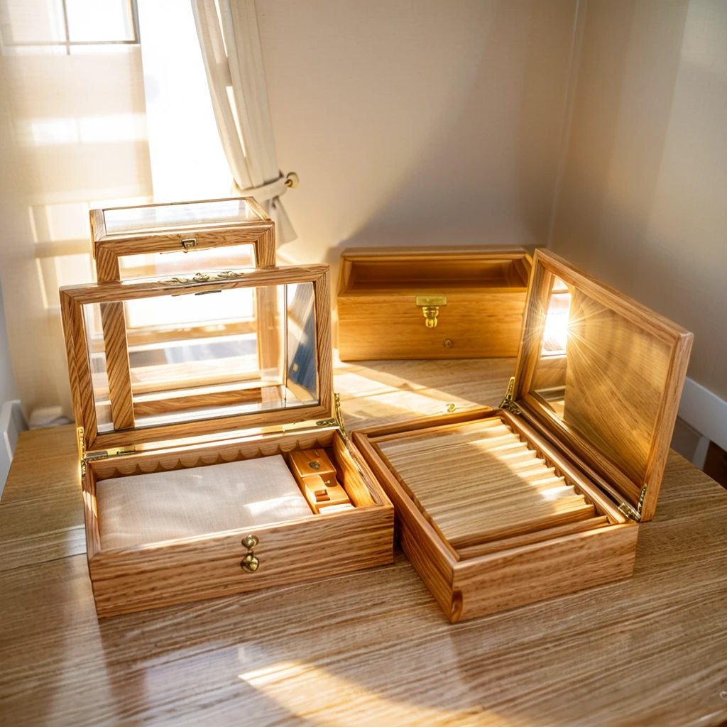 In this cozy room,A ray of sunlight shone through the half-drawn curtains on the table,Let the wood grain on the watch storage box shine with a faint luster。There was a calm and peaceful atmosphere in the air around them。There are several still lifes hanging on the walls of the room,It adds a touch of elegance to the space。And on the other side of the room,The half-open window lets in the breeze,The pages on the small desk by the window turned in the wind,This quiet scene gives a sense of tranquility and comfort。