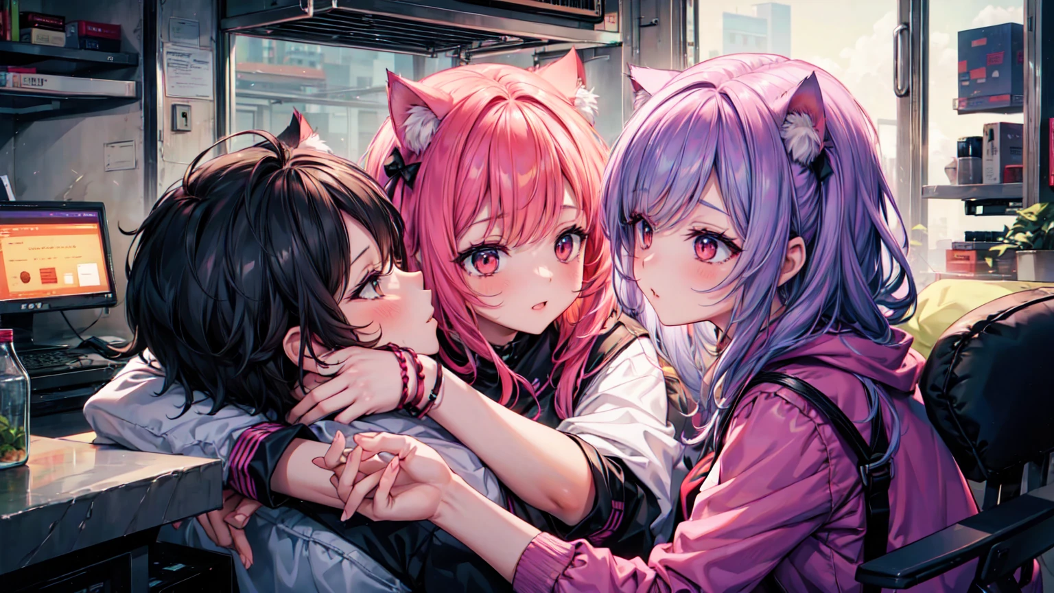 Couple in love, Cat girl, inflammation