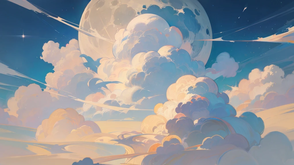 The moon seen through the clouds