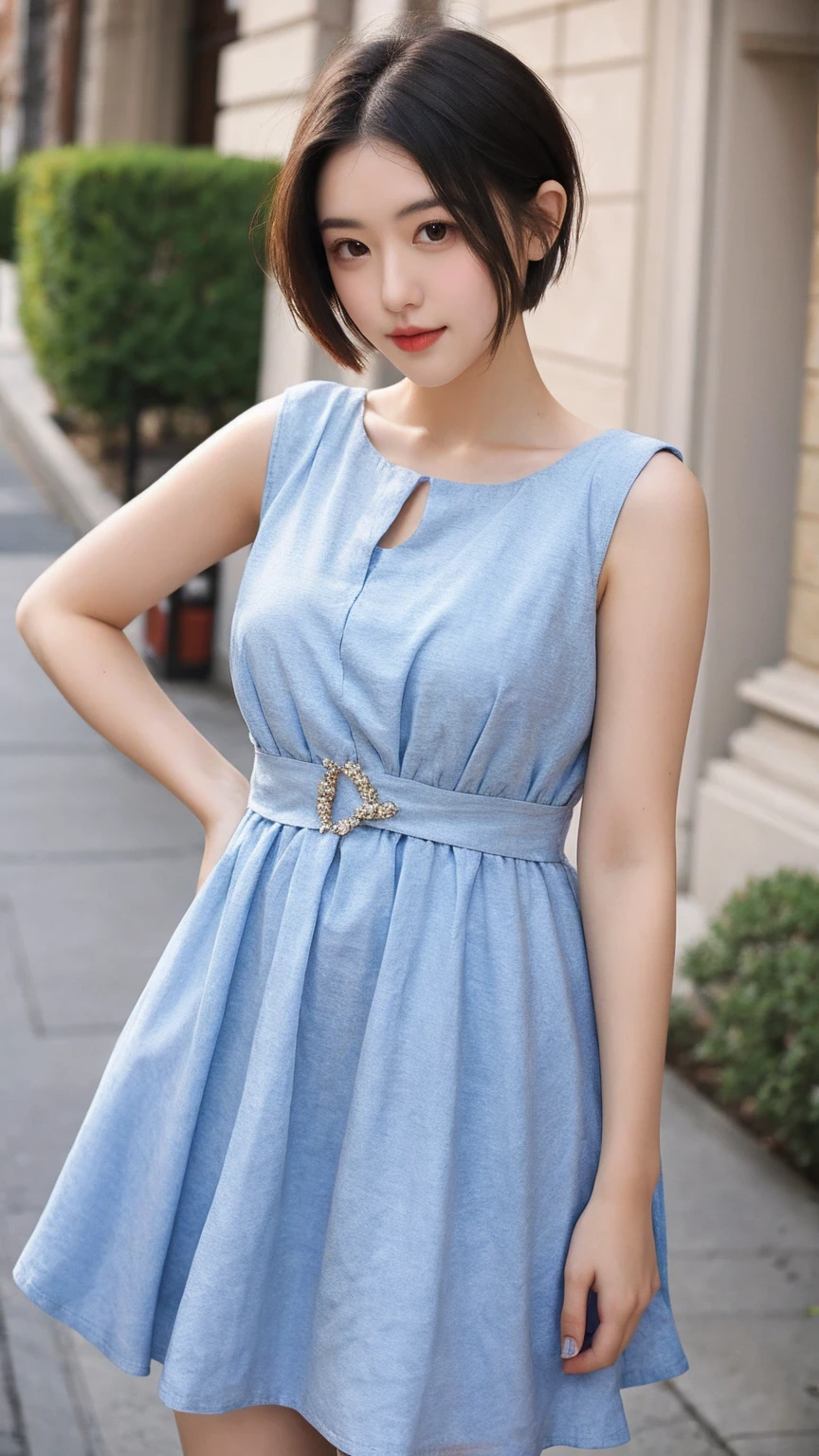 Beautiful Female Short Hair ,Dress