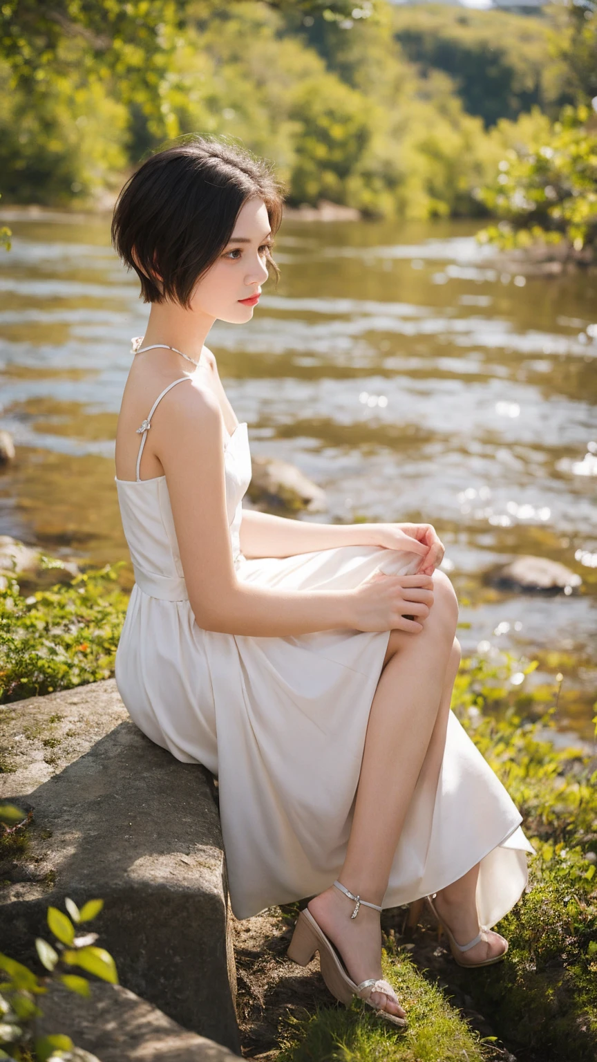 Beautiful Female Short Hair ,Dress