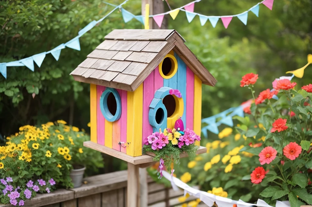 Garland, Cute feeling, Fashionable, Colorful, Birdhouse motif, 
