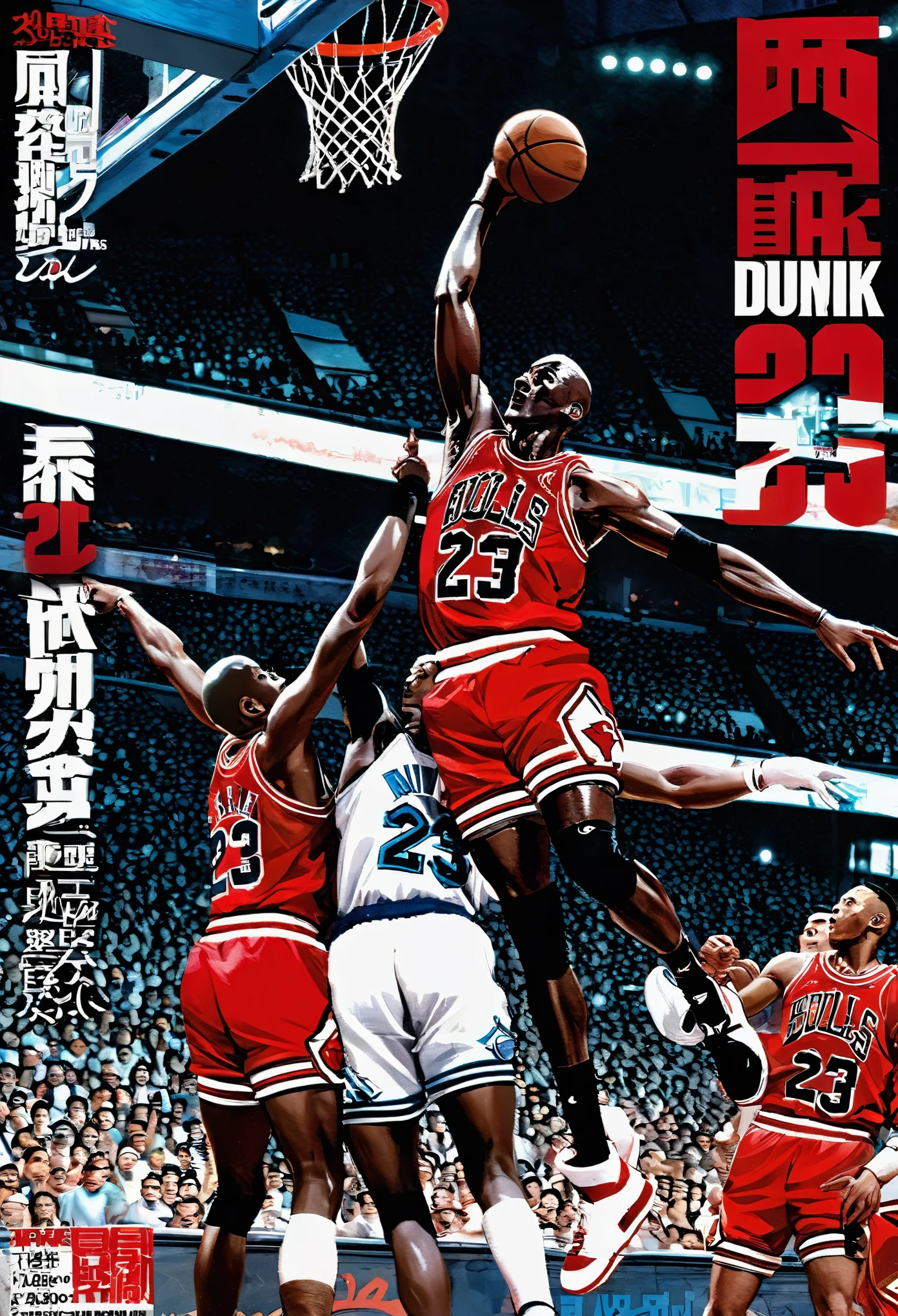 Magazine cover,制胜Dunk插图, (Dunk), Michael jordan, Number 23., NIKE 的 AIR JORDAN, The audience was excited, Best Works, masterpiece, best quality, Ultra-high detail, Complex and meticulous, 