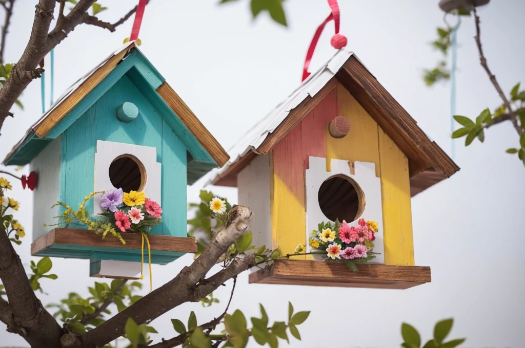 Garland, Cute feeling, Fashionable, Colorful, Birdhouse motif, In the white room, paper work