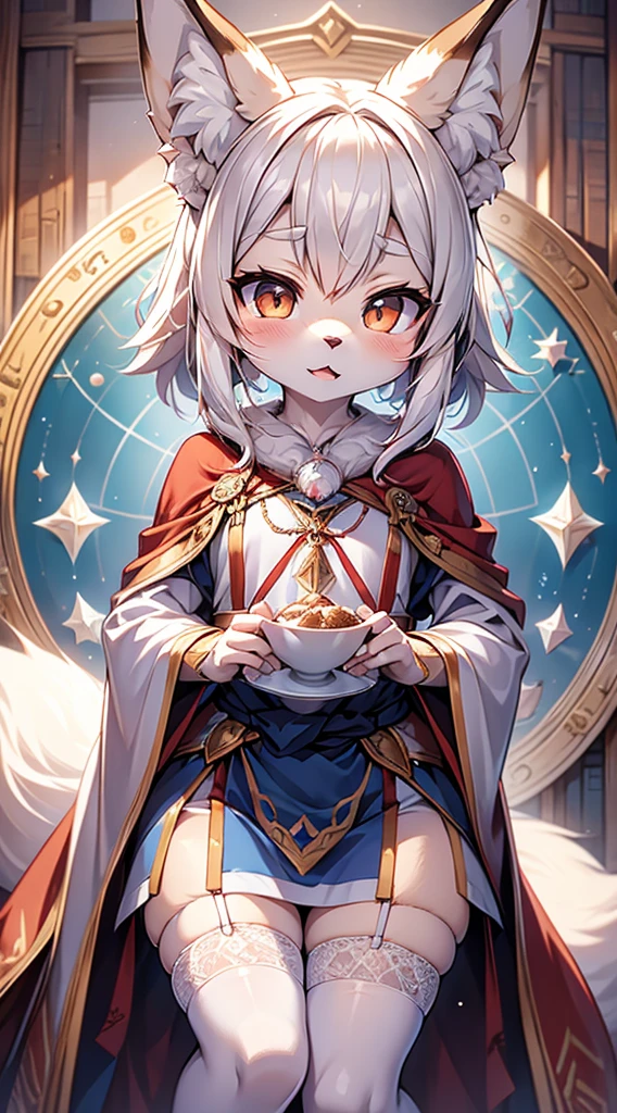 High and cold,Three No,No Expression,cold,cold,,Lolitle gair,White hair,Fox ears,White hair all over the body,Anthropomorphic fox girl,White fox girl,白色丝绸Knee socks,Knee socks,Garter stockings,Short robe,Back of robe,Back of robe,Mage Robe,Lace decoration,Lace decoration的袍子和Knee socks,蕾丝Knee socks,白丝Knee socks,Close-up above the waist,Close-up above the waist,No Expression,furry,furry,fuzzy,fuzzy,furry
