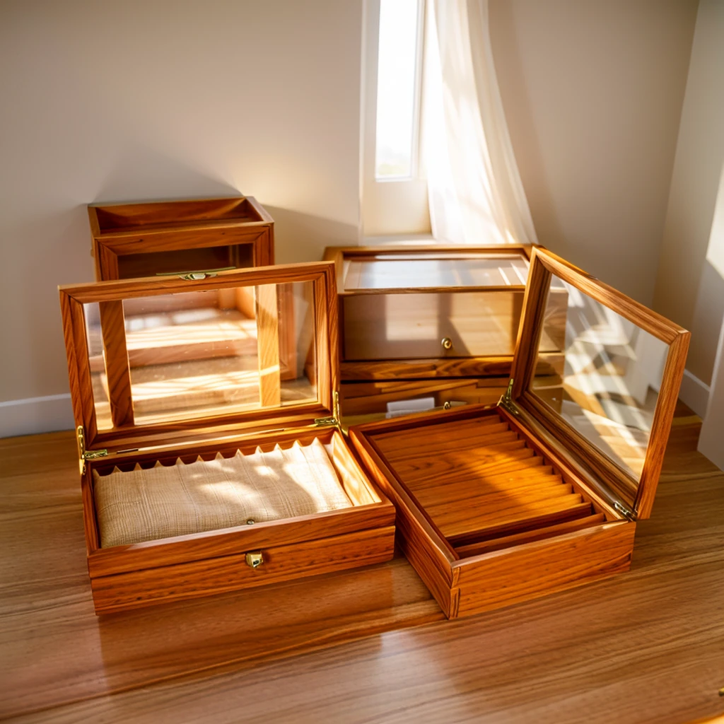 In this cozy room,A ray of sunlight shone through the half-drawn curtains on the table,Let the wood grain on the watch storage box shine with a faint luster。There was a calm and peaceful atmosphere in the air around them。There are several still lifes hanging on the walls of the room,It adds a touch of elegance to the space。And on the other side of the room,The half-open window lets in the breeze,The pages on the small desk by the window turned in the wind,This quiet scene gives a sense of tranquility and comfort。