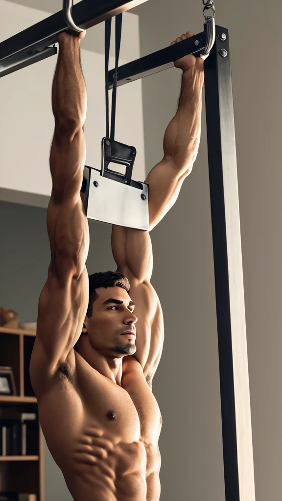 A man doing pull-ups