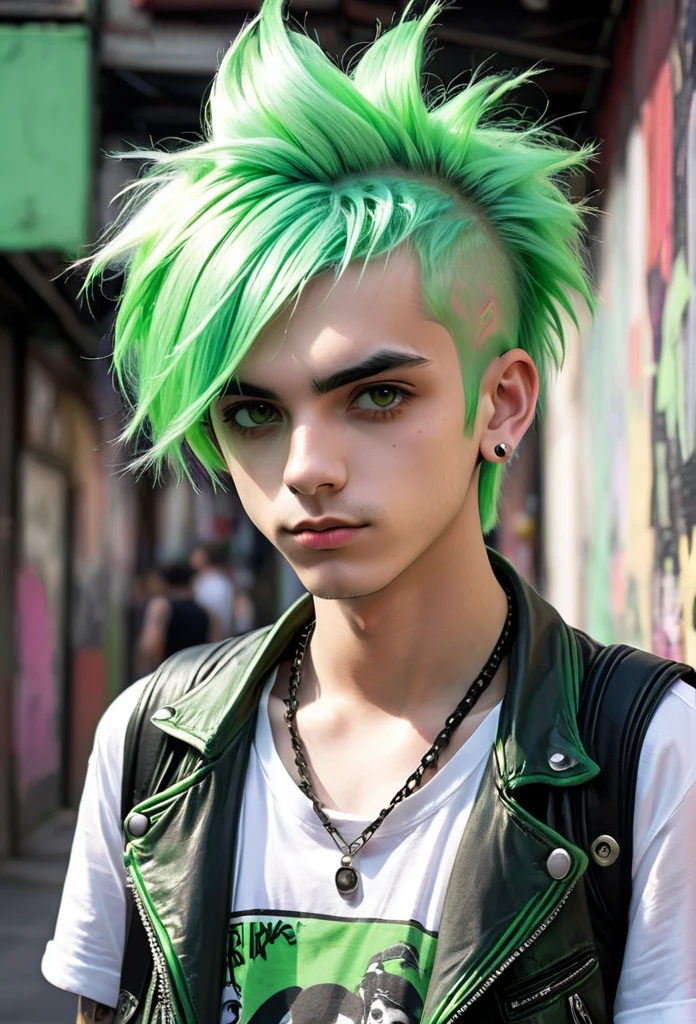Young Punk Guy, light green hair