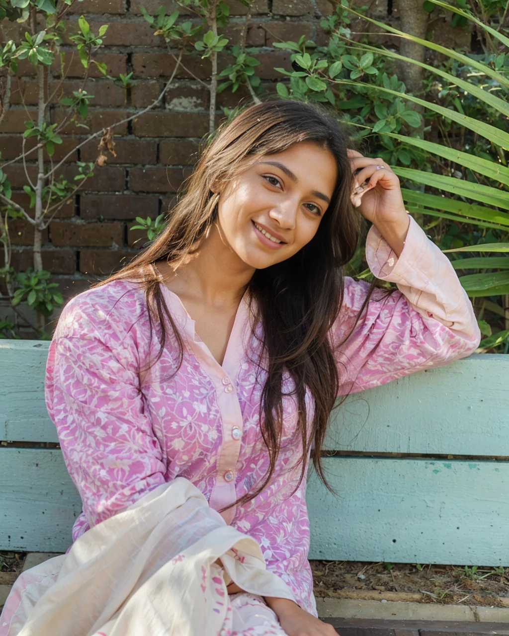 Beautiful ,23 years young Indian girl healthy,indian girl with brown skin, cheerful smile looking,8k,realistic, raw photo,dark brown hair,fair skin, indian,long hair,clear facial features,, very detailed, 23years old, innocent face, natural wavy hair, high resolution, masterpiece, best quality, intricate details, highly detailed, sharp focus, detailed skin, realistic skin texture, texture, detailed eyes, professional, 4k, charming smile, shot on Canon, 85mm, shallow depth of field, kodak vision color, perfect fit body, extremely detailed, foto_\(ultra\), photorealistic, realistic, post-processing, maximum detail, roughness, real life, ultra realistic, photorealism, photography, 8k uhd, photography