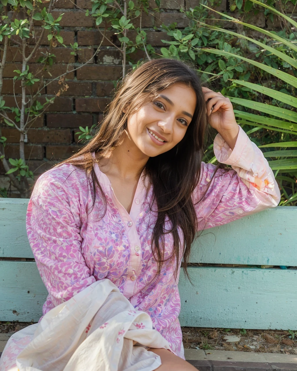 Beautiful ,23 years young Indian girl healthy,indian girl with brown skin, cheerful smile looking,8k,realistic, raw photo,dark brown hair,fair skin, indian,long hair,clear facial features,, very detailed, 23years old, innocent face, natural wavy hair, high resolution, masterpiece, best quality, intricate details, highly detailed, sharp focus, detailed skin, realistic skin texture, texture, detailed eyes, professional, 4k, charming smile, shot on Canon, 85mm, shallow depth of field, kodak vision color, perfect fit body, extremely detailed, foto_\(ultra\), photorealistic, realistic, post-processing, maximum detail, roughness, real life, ultra realistic, photorealism, photography, 8k uhd, photography