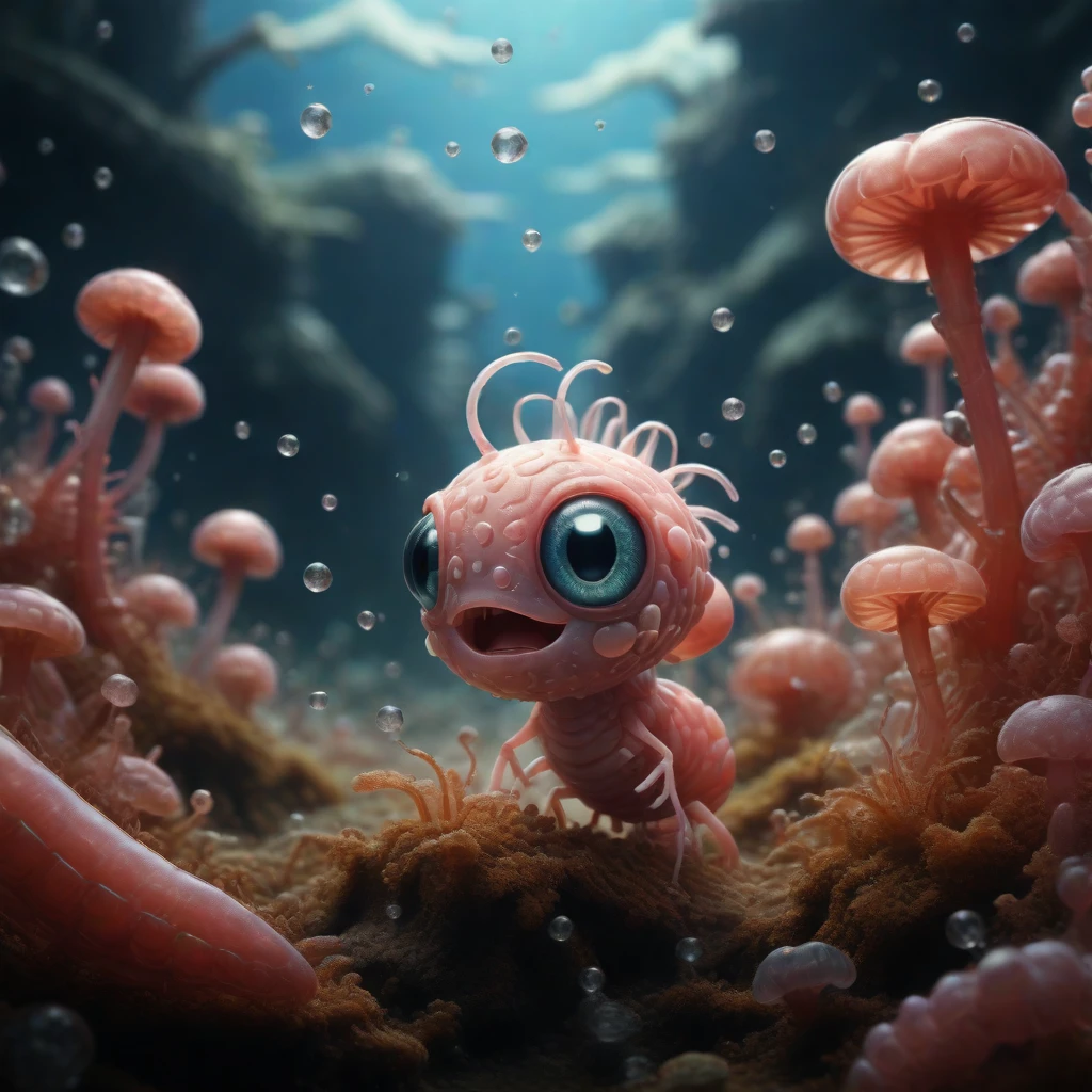 (best quality), (masterpiece), epic cinematic organic photorealistic microscopic shot、wiggler