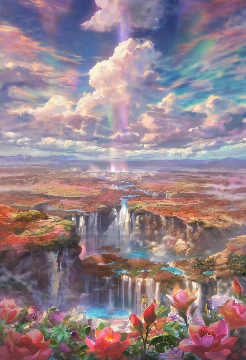 baptism,baptism,Israel,colorful,Dreamy landscape, cloud, light piercing through the cloud, Water surface reflection, Gentle waterfall,flower々,Quiet atmosphere, Richness in details, Surreal beauty, Magical Aura, Fantasy Landscape, High quality digital art, Vibrant colors, Great lighting, Enchanting atmosphere, Artistic Expression, Otherworldly feeling, Beautiful brushwork, Nice views, Peaceful tranquility, Immersive Experience, Breathtaking views, Picturesque views, Mysterious charm, Mysterious atmosphere, nuance, Magical dreams.
