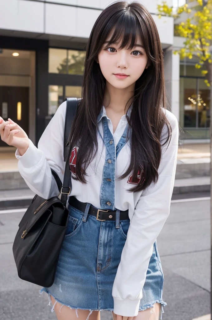 Female university student。With bangs。Black Hair。A little bit more grown-up。