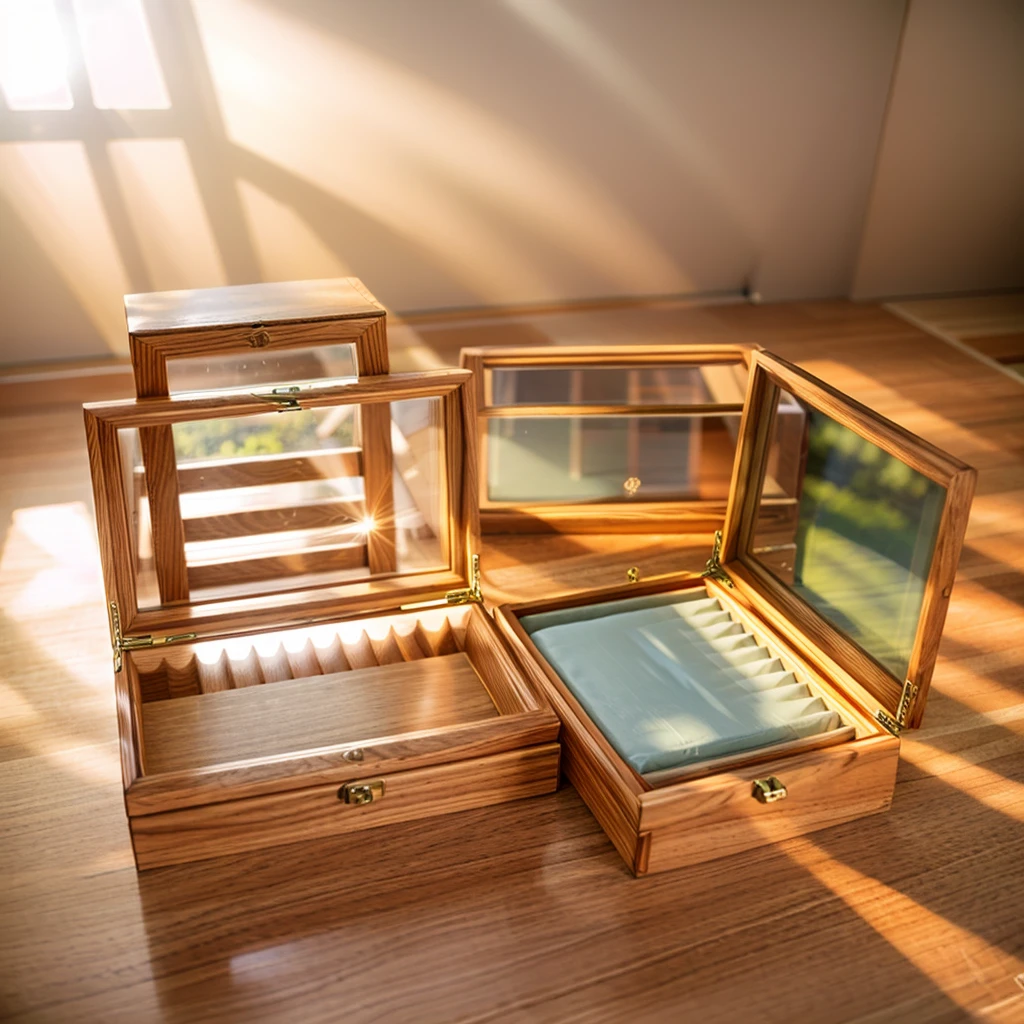 In this cozy room,A ray of sunlight shone through the half-drawn curtains on the table,Let the wood grain on the watch storage box shine with a faint luster。There was a calm and peaceful atmosphere in the air around them。There are several still lifes hanging on the walls of the room,It adds a touch of elegance to the space。And on the other side of the room,The half-open window lets in the breeze,The pages on the small desk by the window turned in the wind,This quiet scene gives a sense of tranquility and comfort。