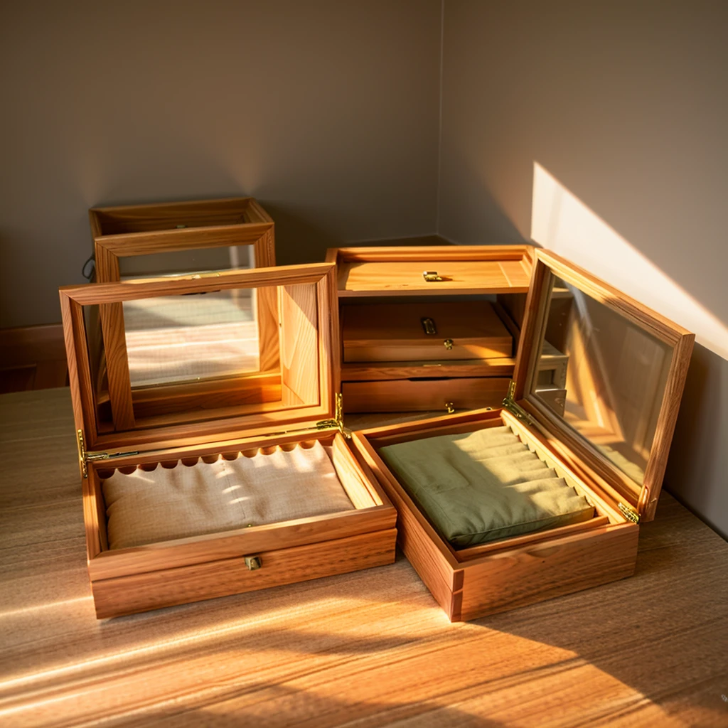 In this cozy room,A ray of sunlight shone through the half-drawn curtains on the table,Let the wood grain on the watch storage box shine with a faint er。There was a calm and peaceful atmosphere in the air around them。There are several still lifes hanging on the walls of the room,It adds a touch of elegance to the space。And on the other side of the room,The half-open window lets in the breeze,The pages on the small desk by the window turned in the wind,This quiet scene gives a sense of tranquility and comfort。