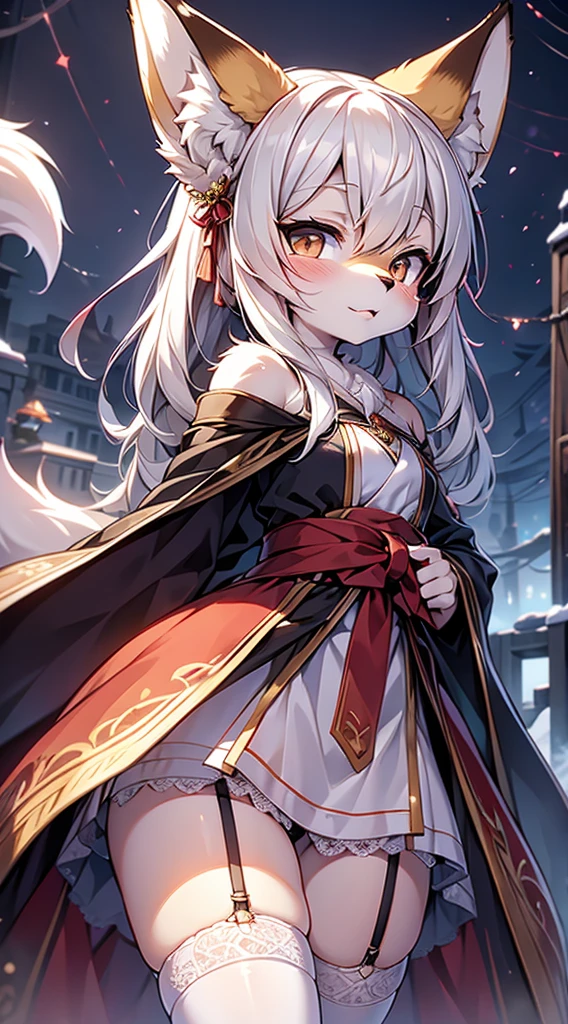 High and cold,Three No,No Expression,cold,cold,Loli,Loli,little girl,White hair,No Expression,indifferent女孩,indifferent狐狸女孩,indifferent,White hair,Fox ears,White hair all over the body,Anthropomorphic fox girl,White fox girl,白色丝绸Knee socks,Knee socks,Garter stockings,Short robe,Back of robe,Back of robe,Mage Robe,Lace decoration,Lace decoration的袍子和Knee socks,蕾丝Knee socks,白丝Knee socks,Close-up above the waist,Close-up above the waist,No Expression,furry,furry,fuzzy,fuzzy,furry