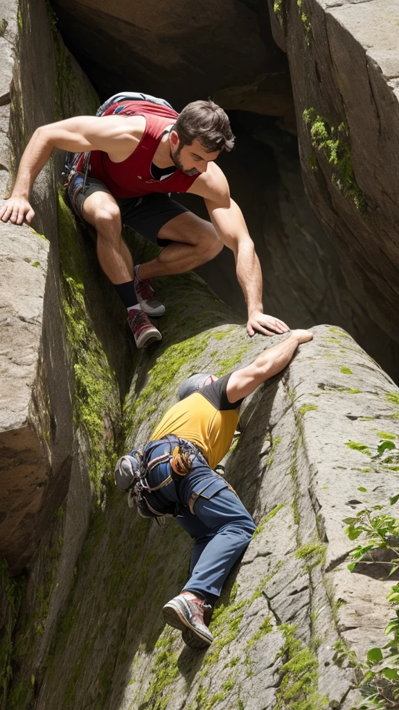 A man climbing a beeg
