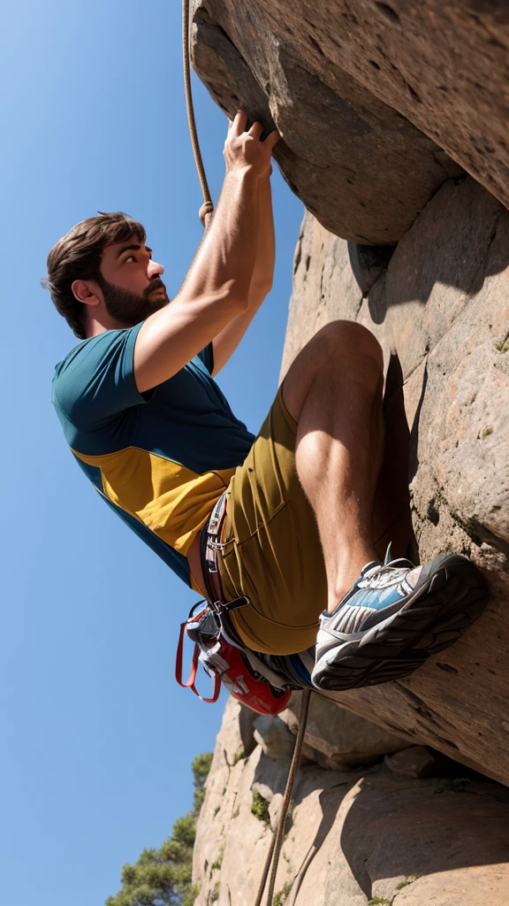 A man climbing a beeg