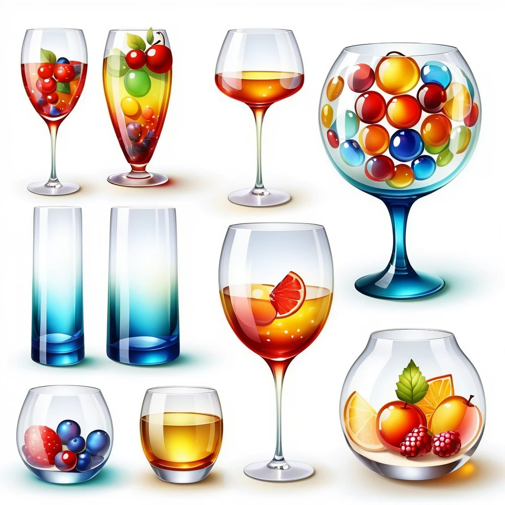 Generate a glass handicraft or artwork。It needs to be half cartoon and half realistic style，The realistic style accounts for a larger proportion，The item takes up 70% of the image size%，Center items。Background is pure white，No extra elements needed。