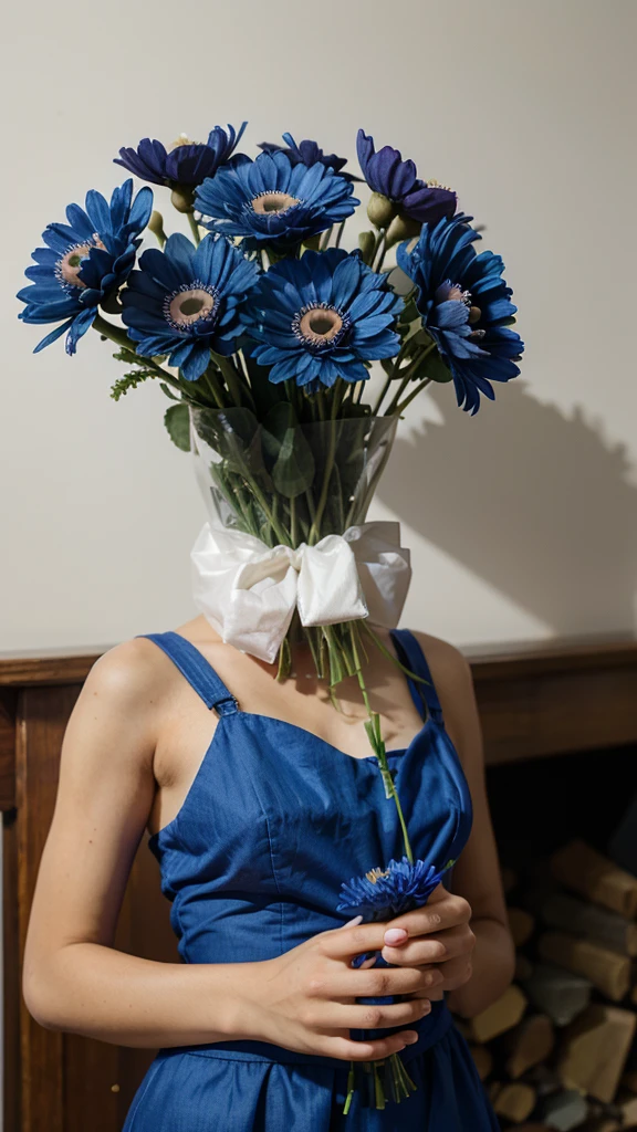 a bouquet of anemone or blue cornflower flowers