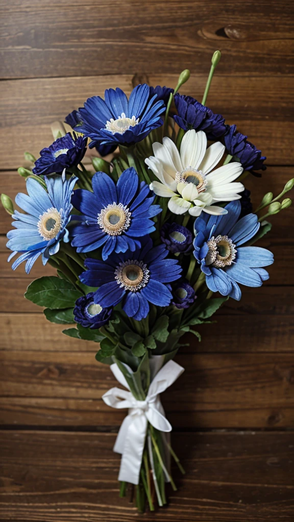 a bouquet of anemone or blue cornflower flowers