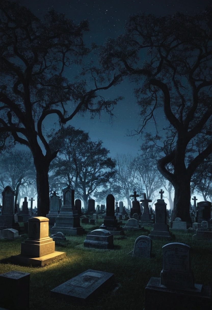 Cemetery at midnight