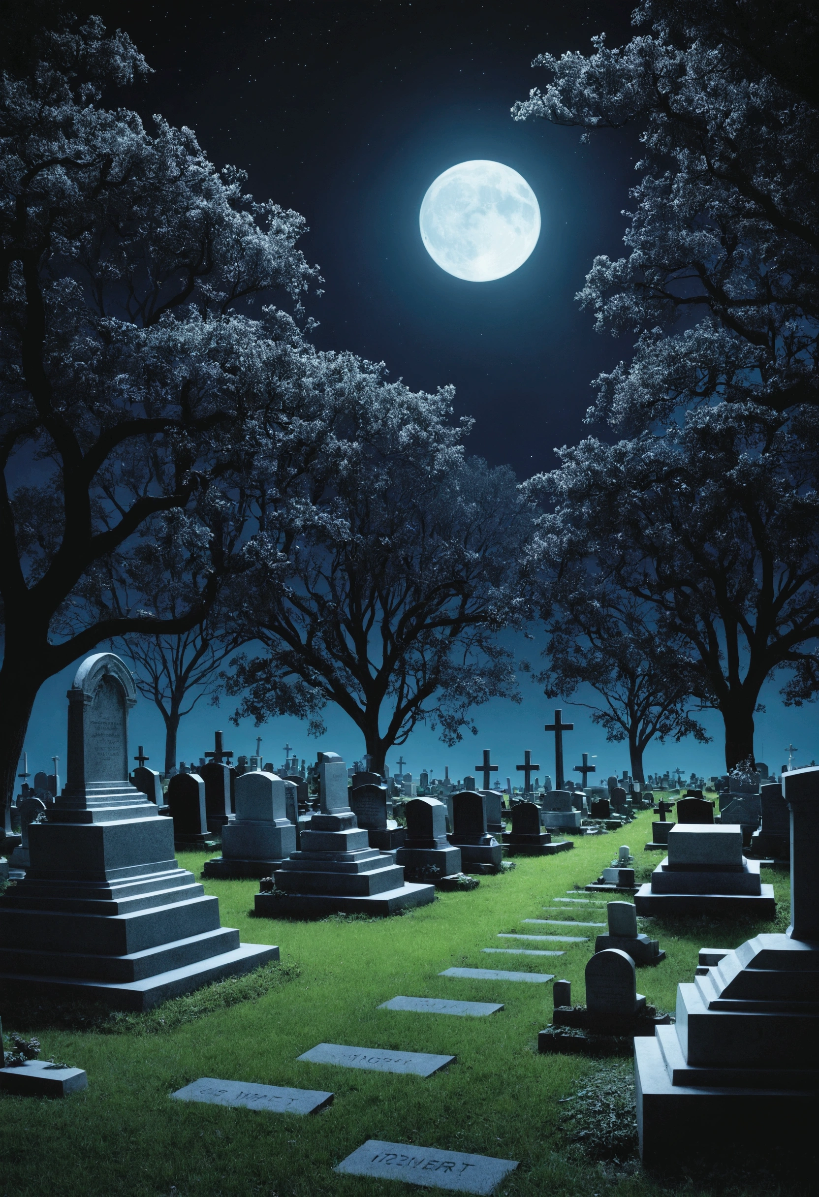 Cemetery at midnight
