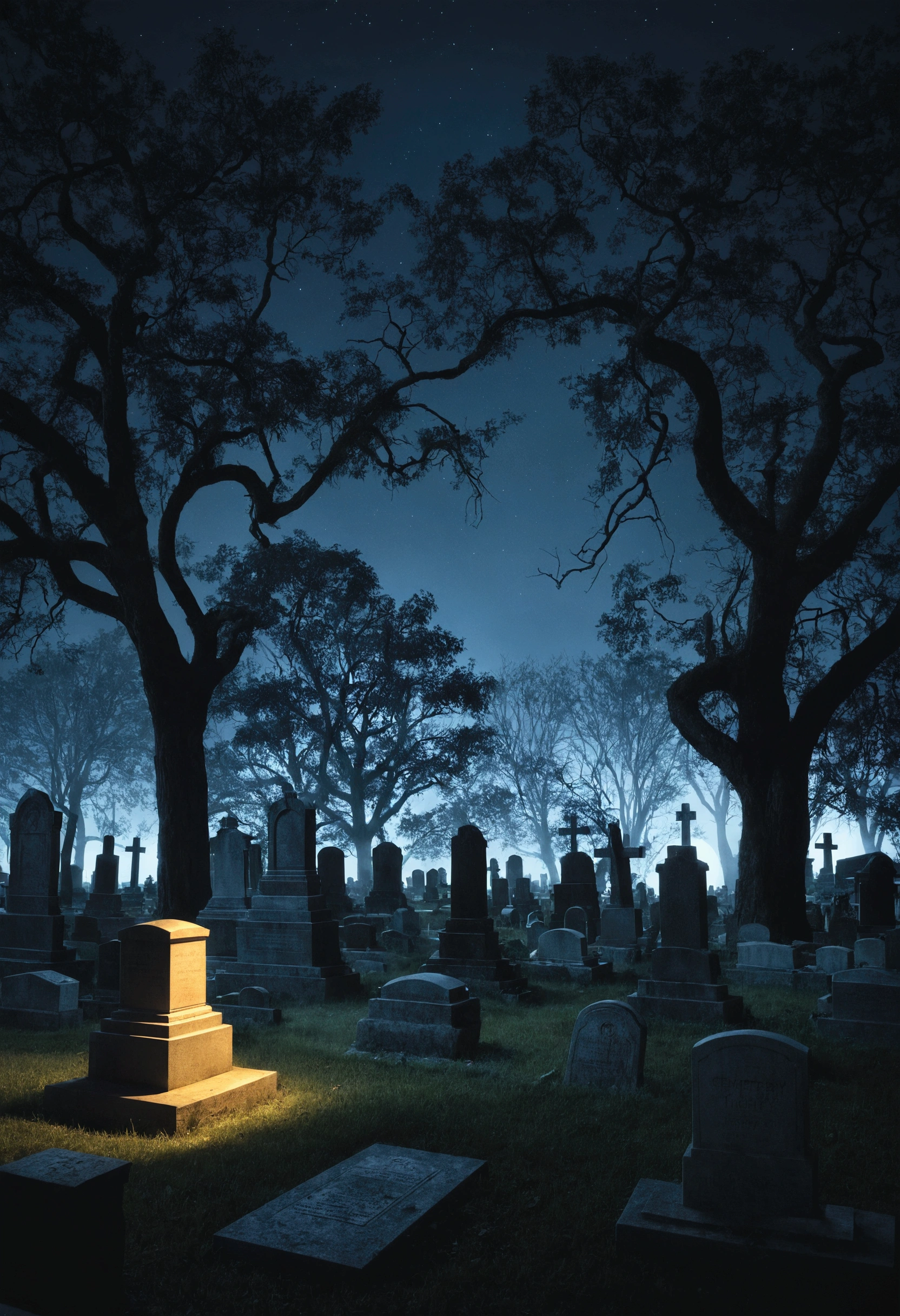 Cemetery at midnight