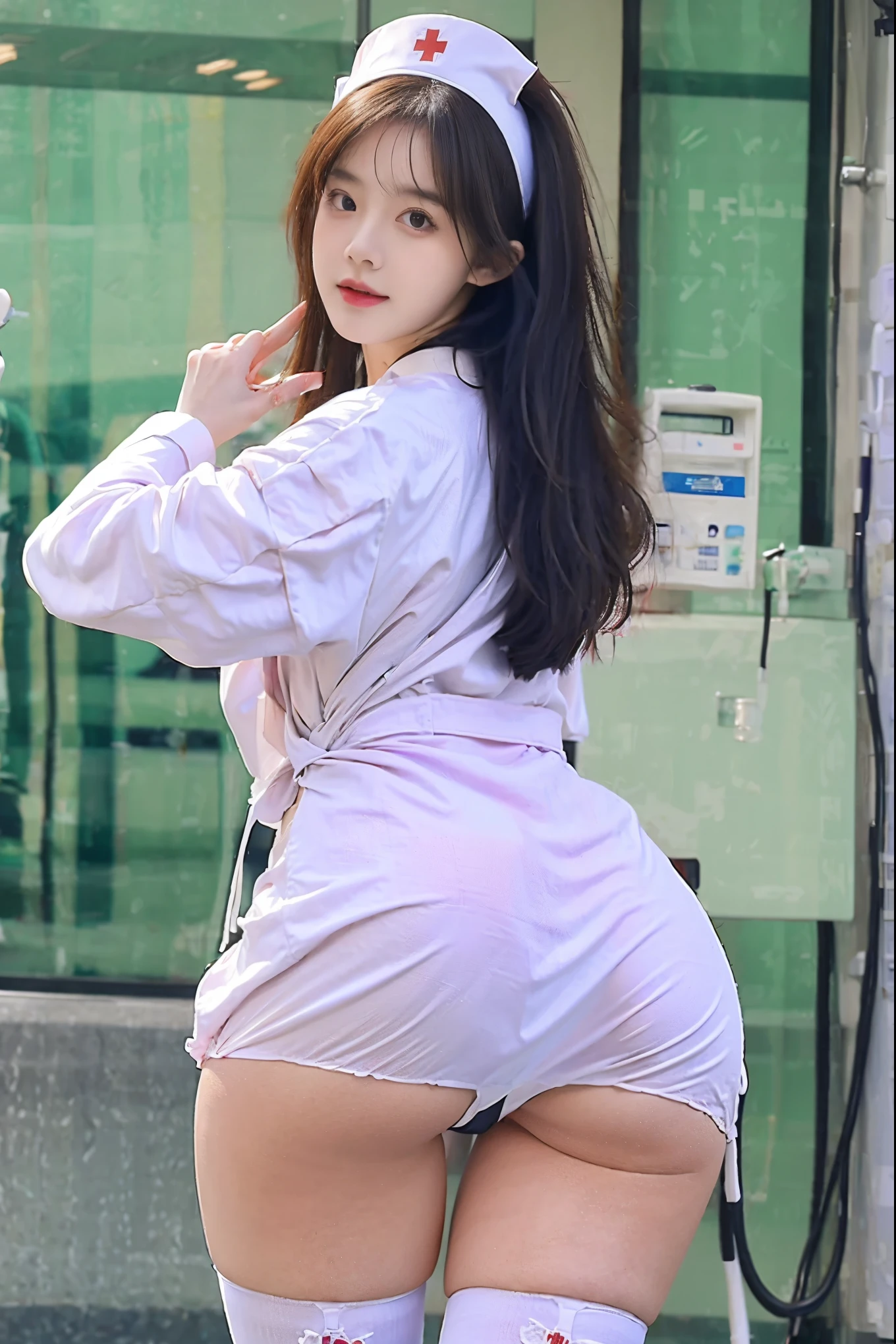 Nurse,Nurse服,Hospital,cute,,beauty,sexly, Long white stockings,,whole body,Butt-up, close-up ass,Hip-up, aim the camera at the ass,Butt pursed to the camera