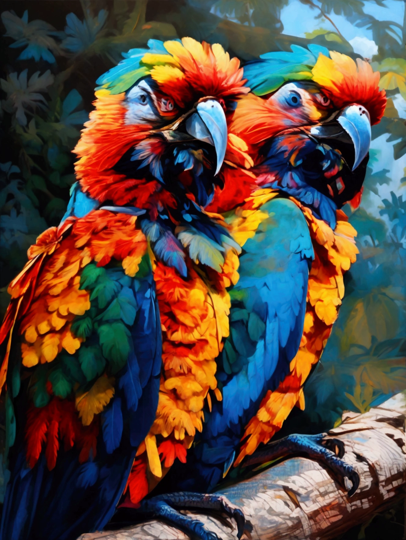 smiling macaw on tree