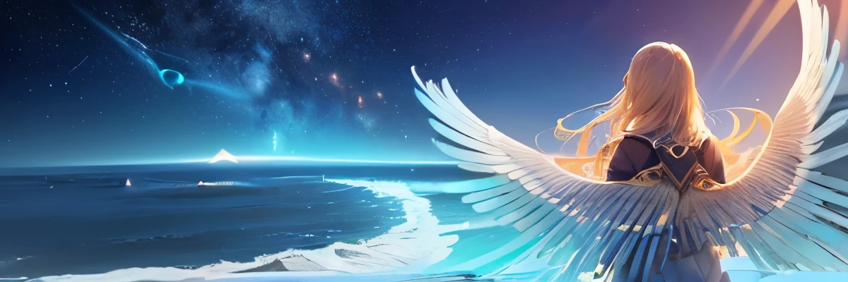 Waves of innovation, transcending the boundaries of generations, (Infinite possibilities evolving into the future: 1.4), (Wings of timeless creation: 1.4), Beyond the boundaries of generations, to new horizons dyed in the morning glow, evolving imagination, beyond limits