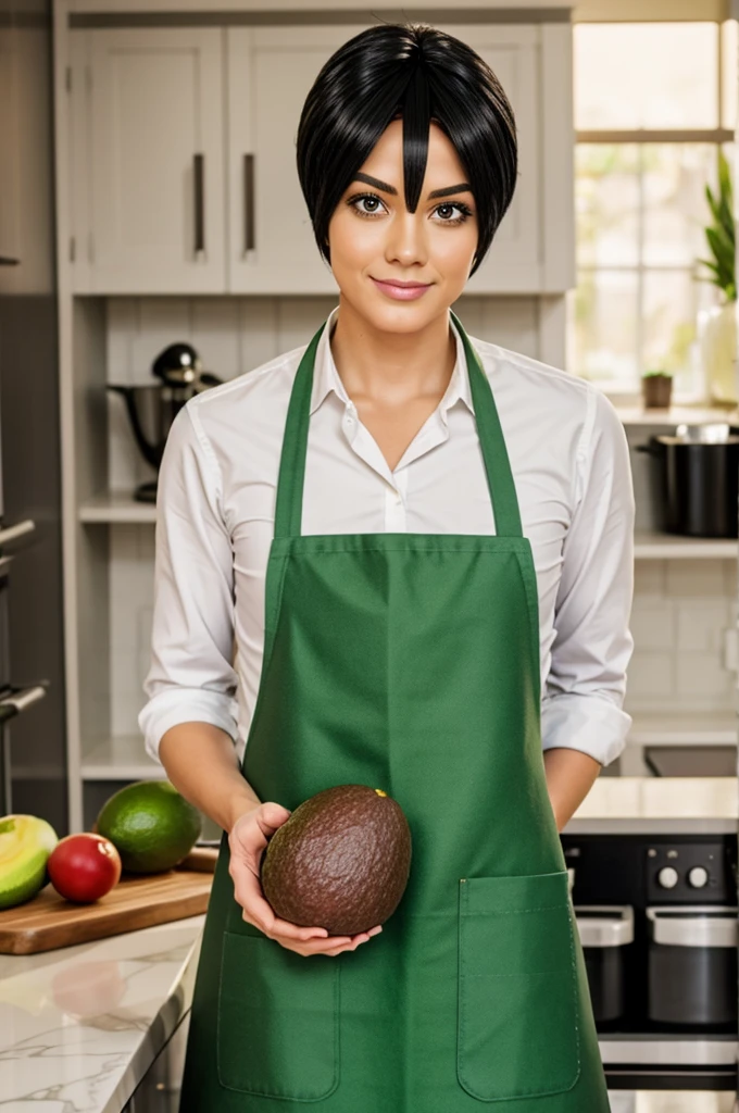 Avocado with eyes, wig and apron