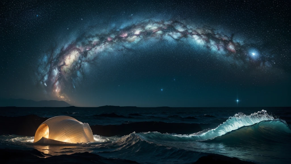 best quality, 4k, highres, (masterpiece:1.2), ultra-detailed, (realistic:1.37), HDR, (vivid colors), (physically-based rendering), (sharp focus), galaxy in sea, (stars), (crystal clear water), (ripples), (reflective surface), (sparkling), (cosmic beauty), (endless expanse), (galactic swirls), (serene atmosphere), (majestic), (magical), (dreamlike), (universe within), (ethereal), (enchanting), (hidden treasures), (mysterious depths), (tranquil), (awe-inspiring), (sublime), (harmony), (turbulent waves), (celestial), (interstellar journey), (surrounded by stars), (cosmic energy), (deep space exploration), (diving into the unknown), (starry night), (mesmerizing), (limitless possibilities), (timeless beauty), (fathomless), (captivating)