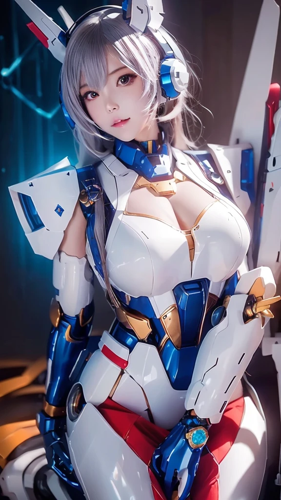 Textured Skin, Super Detail, Attention to detail, high quality, 最high quality, high resolution, 1080P, harddisk, beautiful,(Gundam girl),beautiful女人,Mecha Girl,Battle Mode,Girl with a mechanical body,She wears a futuristic Gundam mech