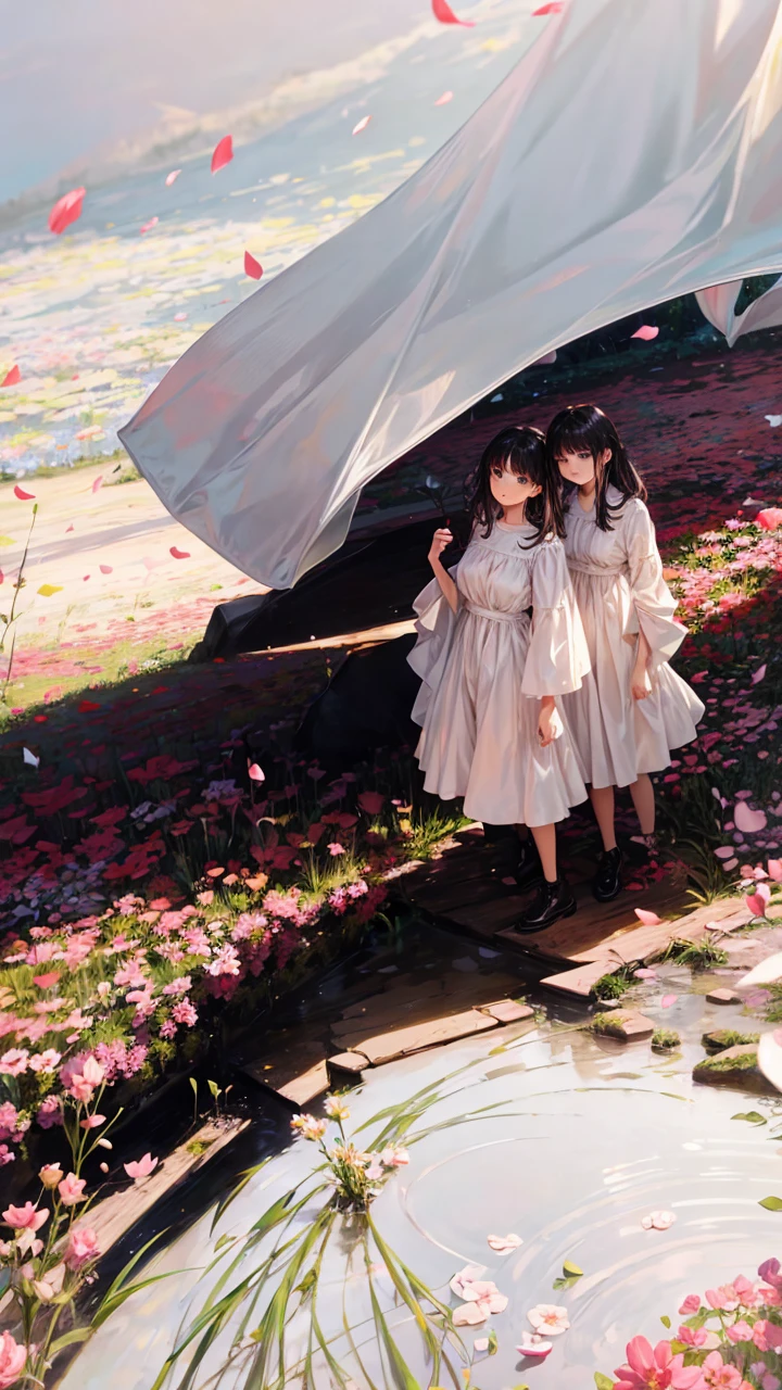 Standing in a flower field