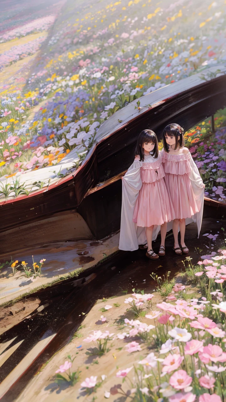 Standing in a flower field