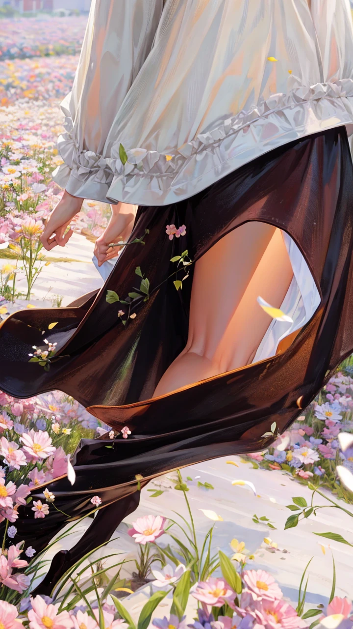 Standing in a flower field