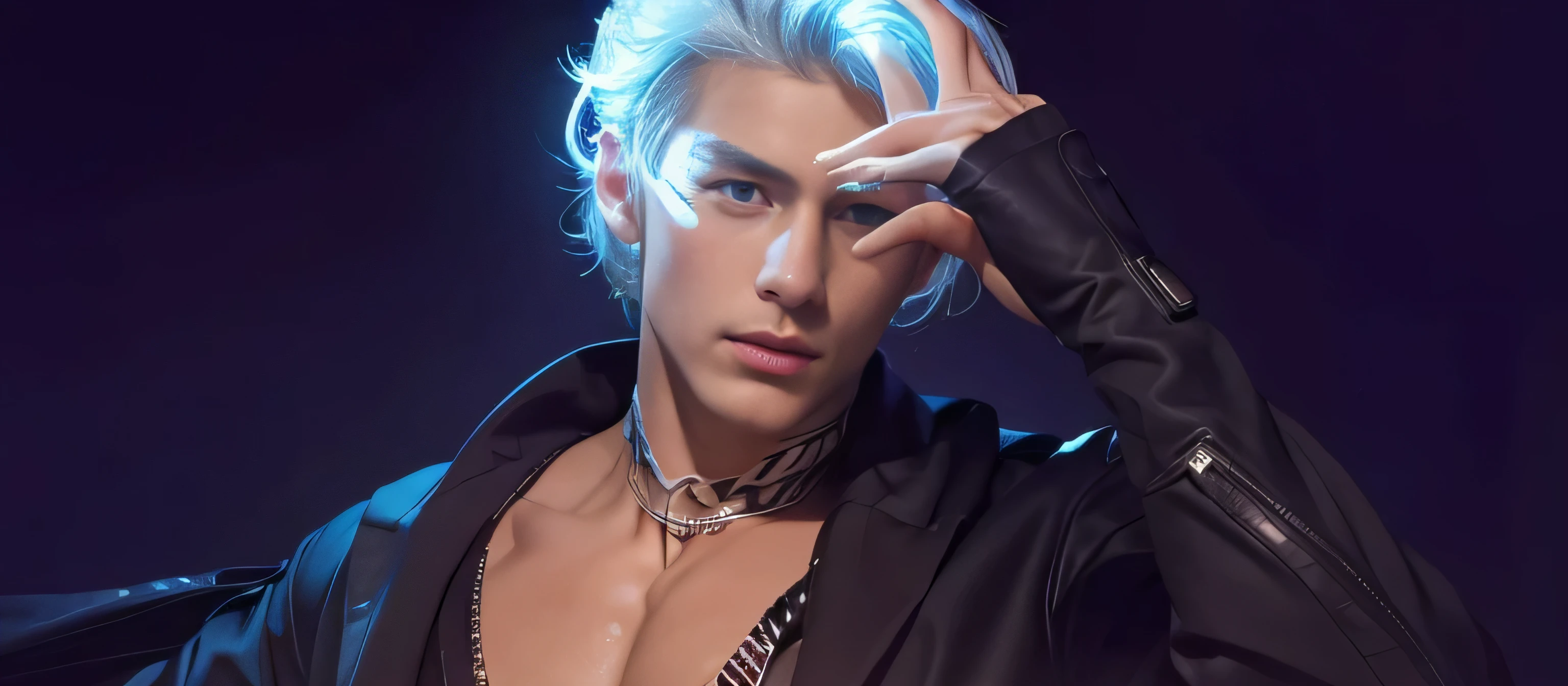((Best quality, 8k, Masterpiece :1.3)), upper bod, Sharp focus :1.2, handsome man perfect figure, Highly detailed facial and skin texture, Detailed eyes, Double evelids Interir view, ferpect lighting, Glowing skin, 
