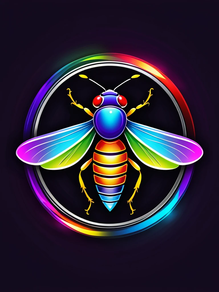 Design a logo with "XYLO BAND" as the title, resembling a music band logo with vibrant colors. Incorporate HDR 4K effects to enhance brightness and contrast. Include a sleek and modern vector of a firefly insect in the design. Surround the firefly with vibrant colors like red, blue, green, yellow, and purple, symbolizing energy and creativity. Ensure the composition is dynamic and eye-catching, reflecting a modern and lively brand identity.
