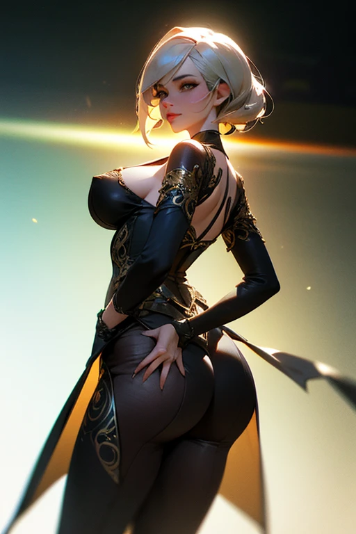 a cute woman, mega busty, age 40, big butt, sexy bat themed costume, crazy sexy dance, technicolor room, dancing to viewer, realistic, 3D model, high quality, hyperrealistic, photorealistic, octane render, 8k, hdr, cinematic lighting, warm color tone, dramatic colors, dynamic pose, elegant, alluring, seductive, mesmerizing, intricate details, ornate costume, flawless skin, glossy makeup, volumetric lighting, depth of field, ray tracing, volumetric fog, glowing eyes