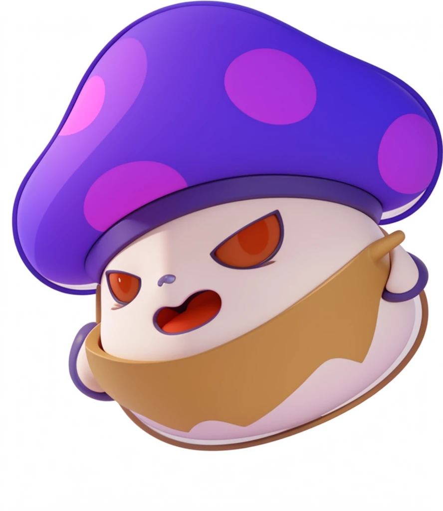mushroom,Adventure Island,一颗紫色的mushroom,Spotted,Fierce expression on face,Rag scarf,cute!,Isometric,xxxxxxxx cartoon 3d model,Low Poly,3D Art,C4D,octane
rendering, 3d rendering, Ray traction, Clay Materials, Pixar Trends, Animated Lighting, Depth of Field, Super Detail, Pastel colors, mockup, Clean background, Delicate gloss, Soft focus, oc, Blender, intellectual property, best quality, 8k--s 250--v 5.1
(cute的)