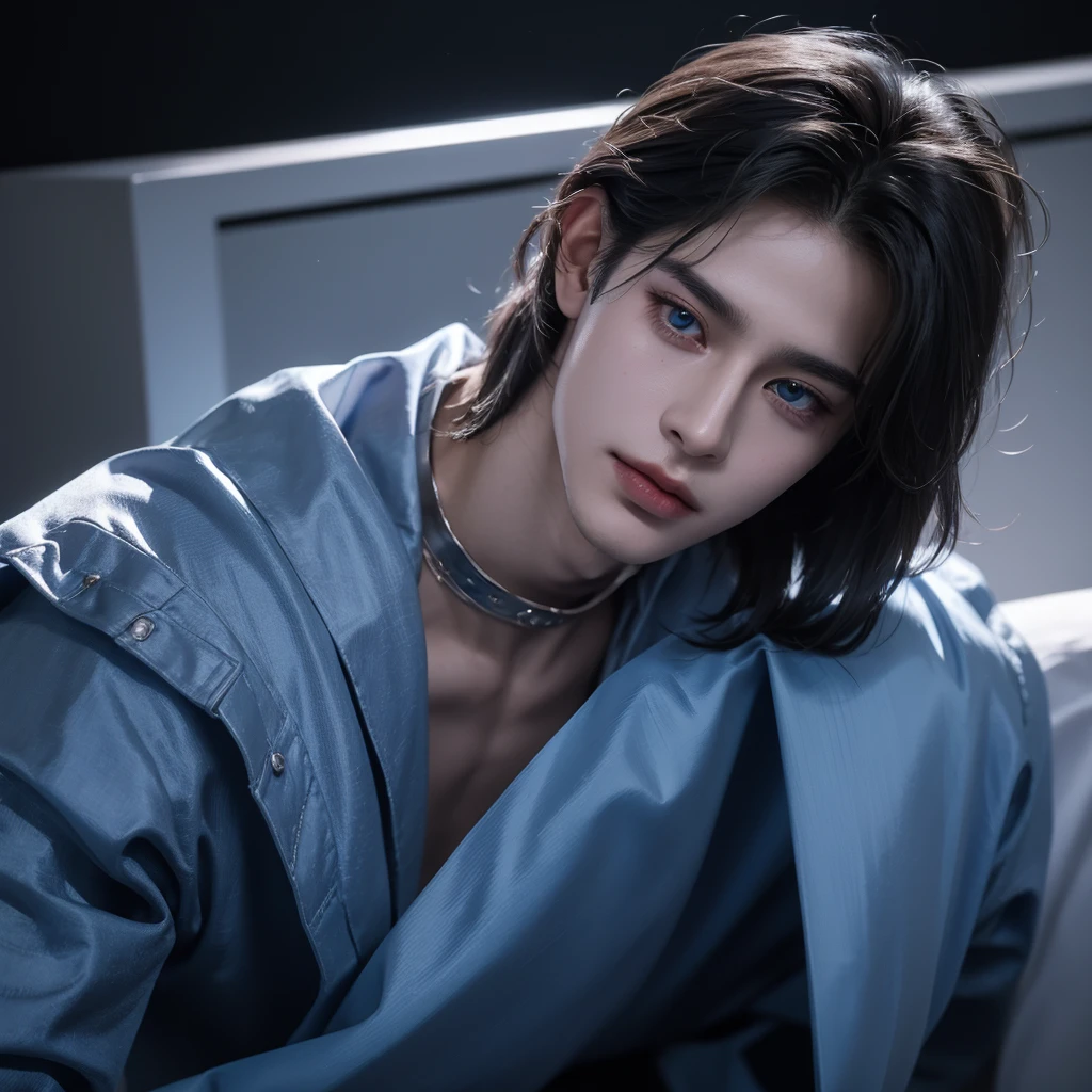 ((highest quality, 8K, masterpiece: 1.3)), Handsome boy in street fashion:1.5, 23-year-old、Delinquent boy、 well-groomed face, black hair color、thin face、(white skin:1.5)、whole body、high growth, blue colour eyes、Korean boy with make-up、Hyunjin、Super handsome、sexy eyes、Extra-fine face, handsome nose, small eyes and face, beautiful lighting, High resolution, detailed mouth, smile, whole body: 1.5, perfect body shape、super slim. Pumped up, sinewy body. Black hair. Fantasy prince in armor and royal clothes.