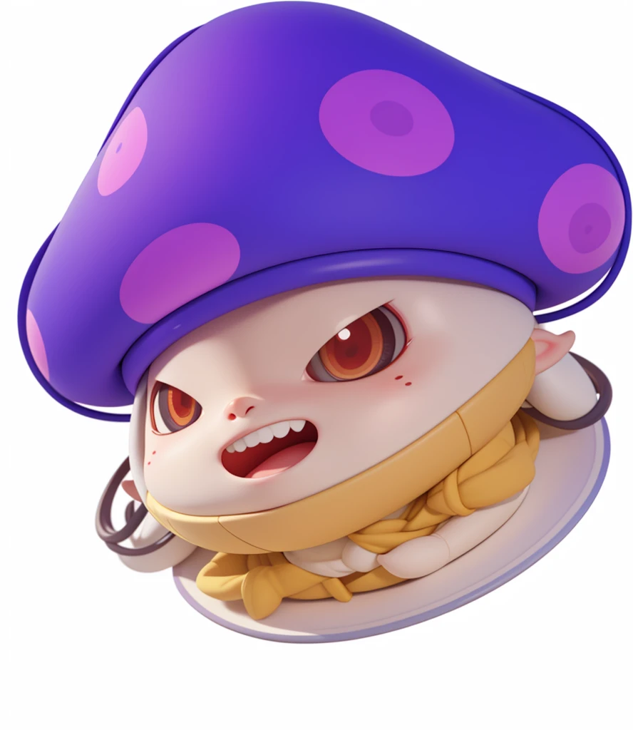 mushroom，Adventure Island，一颗紫色的mushroom，Spotted，Fierce expression on face，Rag scarf，Lots of details，cute！，Isometric,xxxxxxxx cartoon 3d model,Low Poly,3D Art,C4D,octane
rendering, 3d rendering, Ray traction, Clay Materials, Pixar Trends, Animated Lighting, Depth of Field, Super Detail, Pastel colors, mockup, Clean background, Delicate gloss, Soft focus, oc, Blender, intellectual property, best quality, 8k--s 250--v 5.1
(cute的)