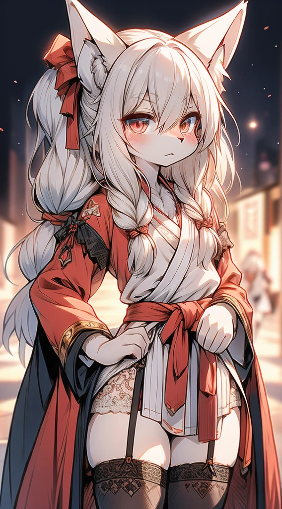 High and cold，Three No，No Expression，cold，cold，****，****，***********，White hair，No Expression，indifferent女孩，indifferent狐狸女孩，indifferent，White hair，Fox ears，White hair all over the body，Anthropomorphic fox girl，White fox girl，白色丝绸Knee socks，Knee socks，Garter stockings，Short robe，Back of robe，Back of robe，Fantasy style，European style，Western style，****ta style，Mage Robe，Lace decoration，Lace decoration的袍子和Knee socks，蕾丝Knee socks，白丝Knee socks，Close-up above the waist，Close-up above the waist，No Expression，furry，furry，fuzzy，fuzzy，furry