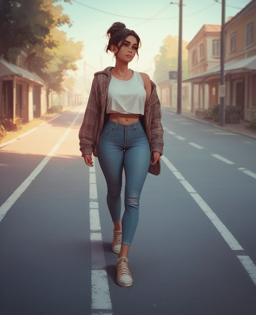 Hot indian girl walk on road ,