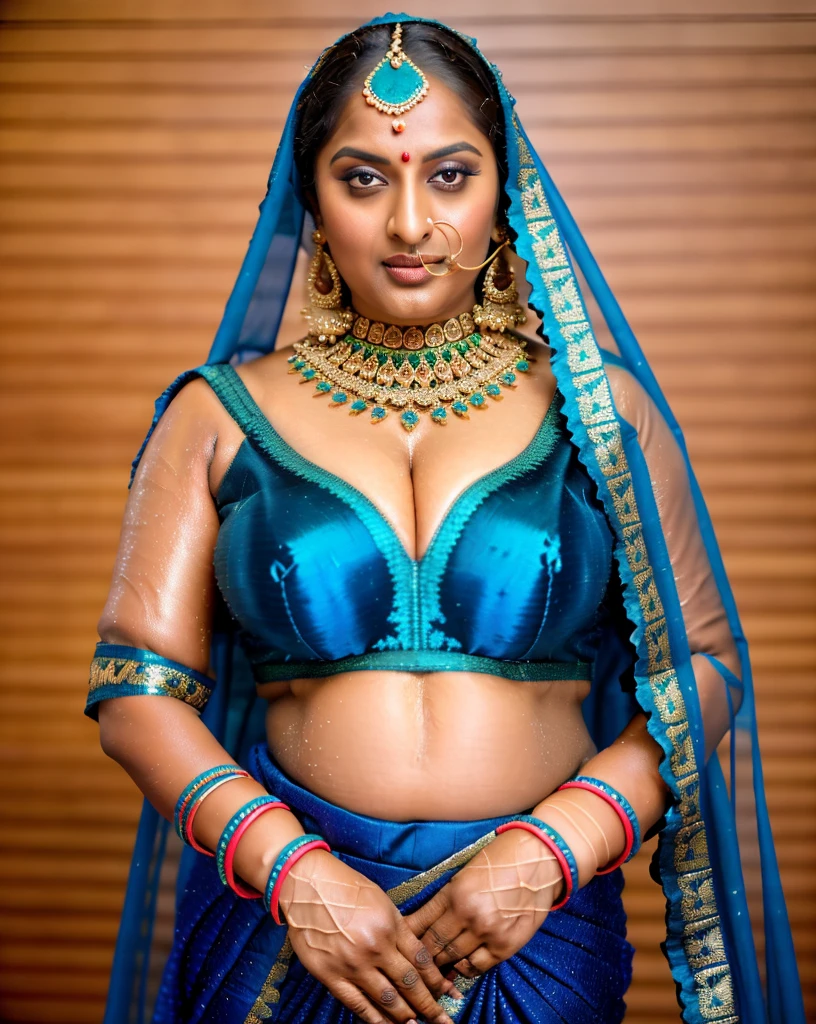 Realistic Representation of Savita bhabhi, tempting figure, busty aunty, goddess of lust, cougar lady, mommy, mommy figure, bulky figure, big milkers, doodhwali, sizzling hot, lonely Nextdoor aunty bhabhi , chubby aunty, sweat, oiled body, irresistibly hot, inspired by famous Indian adult comics by amarshrostha, Foto RAW, photorealistic, photography, full body shot, 50 years old Woman, master shot, perfect eyes, goddess like beauty, pierced eyes, perfect thick chubby mallu Desi aunty bhabhi, Wearing a Stanapatta, a chest-band.Saree model, model Photography, Indian saree shoot, Indian traditional wear advertising photography, traditional wear brand shoot, face of Indian actress Sonakshi Sinha, masterpiece, realistic, realism, incredible details, pleasure, photorealism, detailed skin, skin pores, high contrast, photorealistic Artstation 8k HD digital art trend of high definition and detailed realistic skin texture, ultra detail, realistic skin texture, armature, best quality, ultra high definition, (photorealistic:1.4),, high resolution, detail, raw photo, sweat, Re sharp, by Lee Jefferies Nikon D850 Film Stock Photo 4 Kodak Portra 400 Camera F1.6 Lens Rich Color Ultra Real Realistic Realistic Textures Dramatic Lighting Unreal Engine Trending at Art Station Cinestill 800,(pele altamente detalhada: 1.2), 8k UHD, DSLR, soft-lighting, alta qualidade, grain of film, Fujifilm XT3,she didn't like to wear blouse or bra, intricate, she is happy to wear only saree, she hates blouse or bra, detailed hairy armpits, hyper realistic skin, skin pores, veins, wet body, hyper realistic sweaty body, sweat, veins, short hairs on armpit, stubble armpits, hyper realistic hairy armpits, low waist saree, deep juicy navel, insane details,