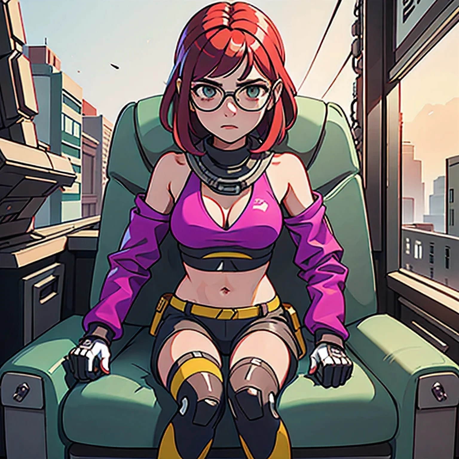 a 15 old in a bikini top and shorts sitting on a chair, 3 d neon art of a cyberpunk frog, scifi character render, 3 d render stylized, 3 d render beeple, stylized 3d render, style of starfinder, scifi character, rolands zilvinskis 3d render art, rendered in redshift, colored zbrush render