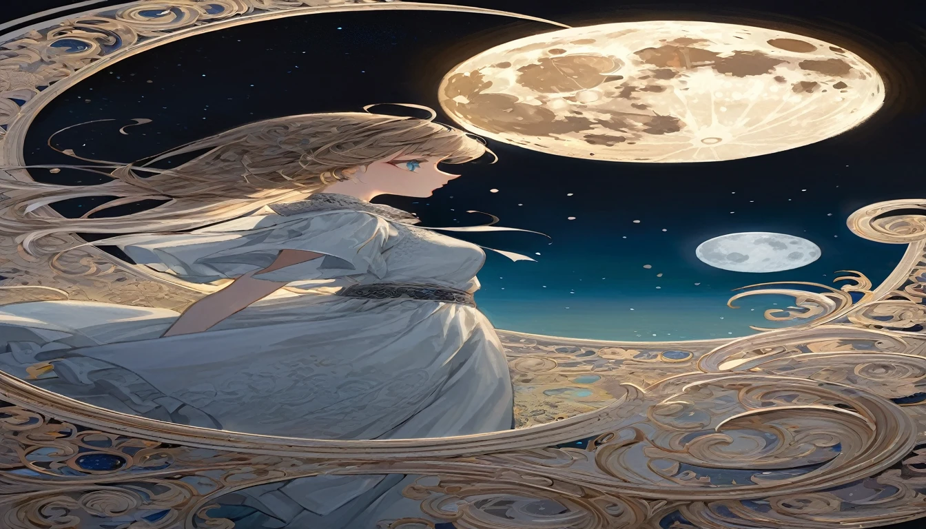 the moon, Artwork inspired by Dave Mckean, intricate details, oil painted
